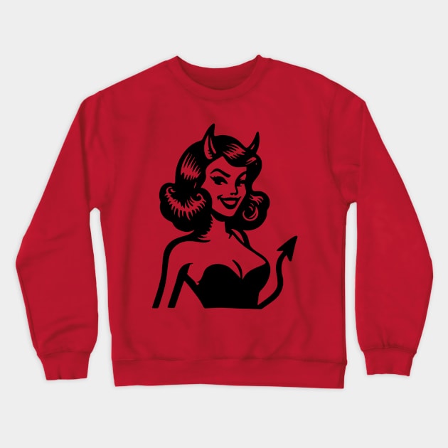 Retro Devil Girl Crewneck Sweatshirt by n23tees